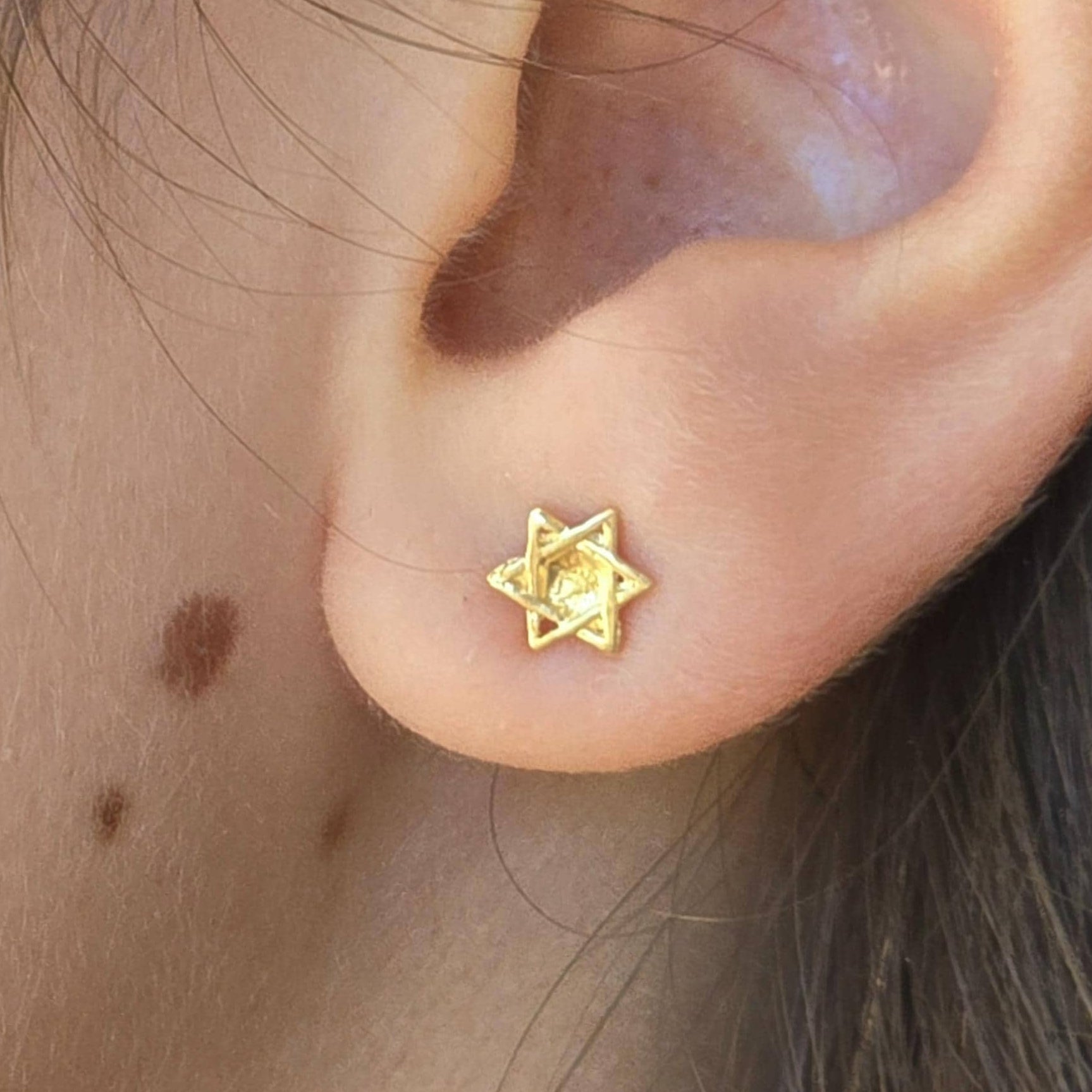 עגילי מגן דוד מזהב 14 קראט, עגילי זהב מלא