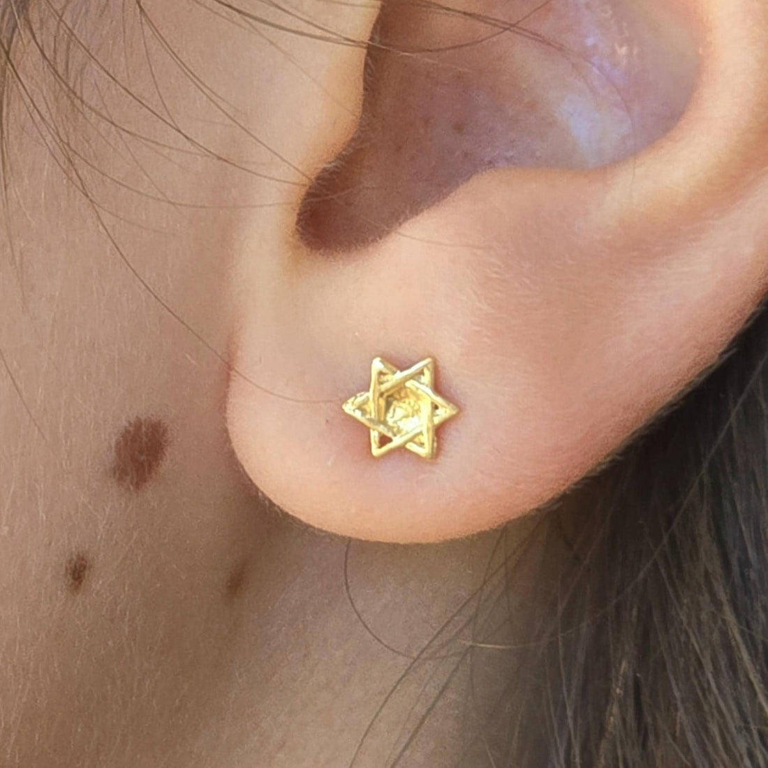 עגילי מגן דוד מזהב 14 קראט, עגילי זהב מלא