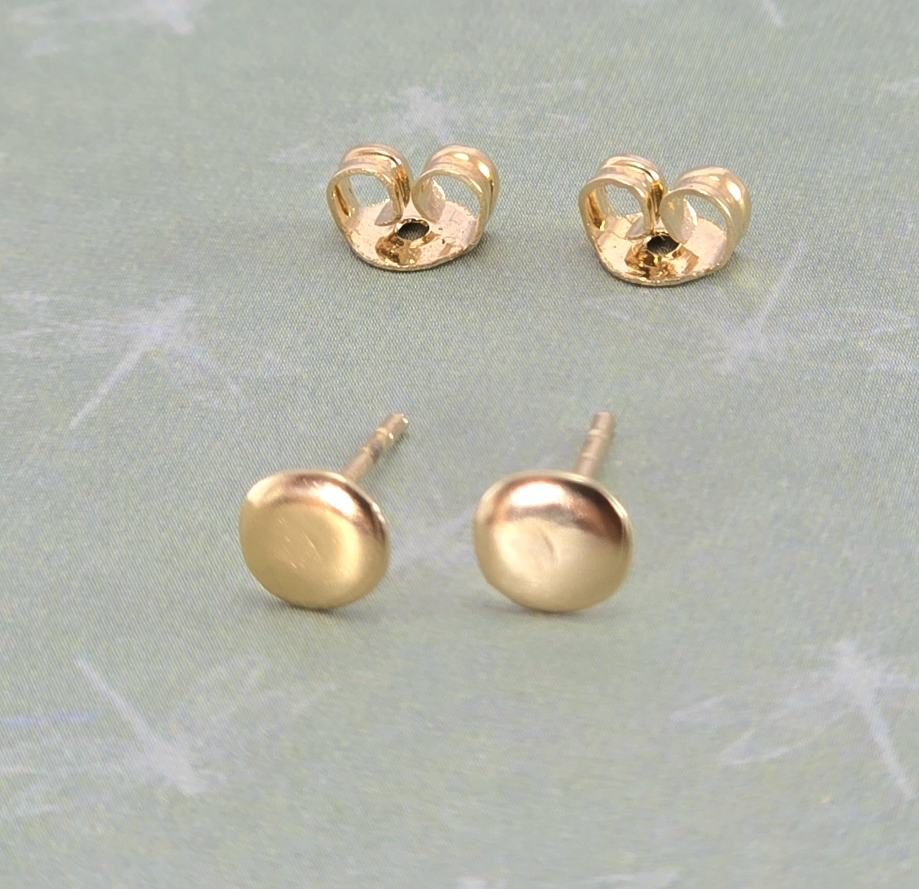 עגילי זהב 14 קראט עיגול, עגילי פוסט מינימליסטי