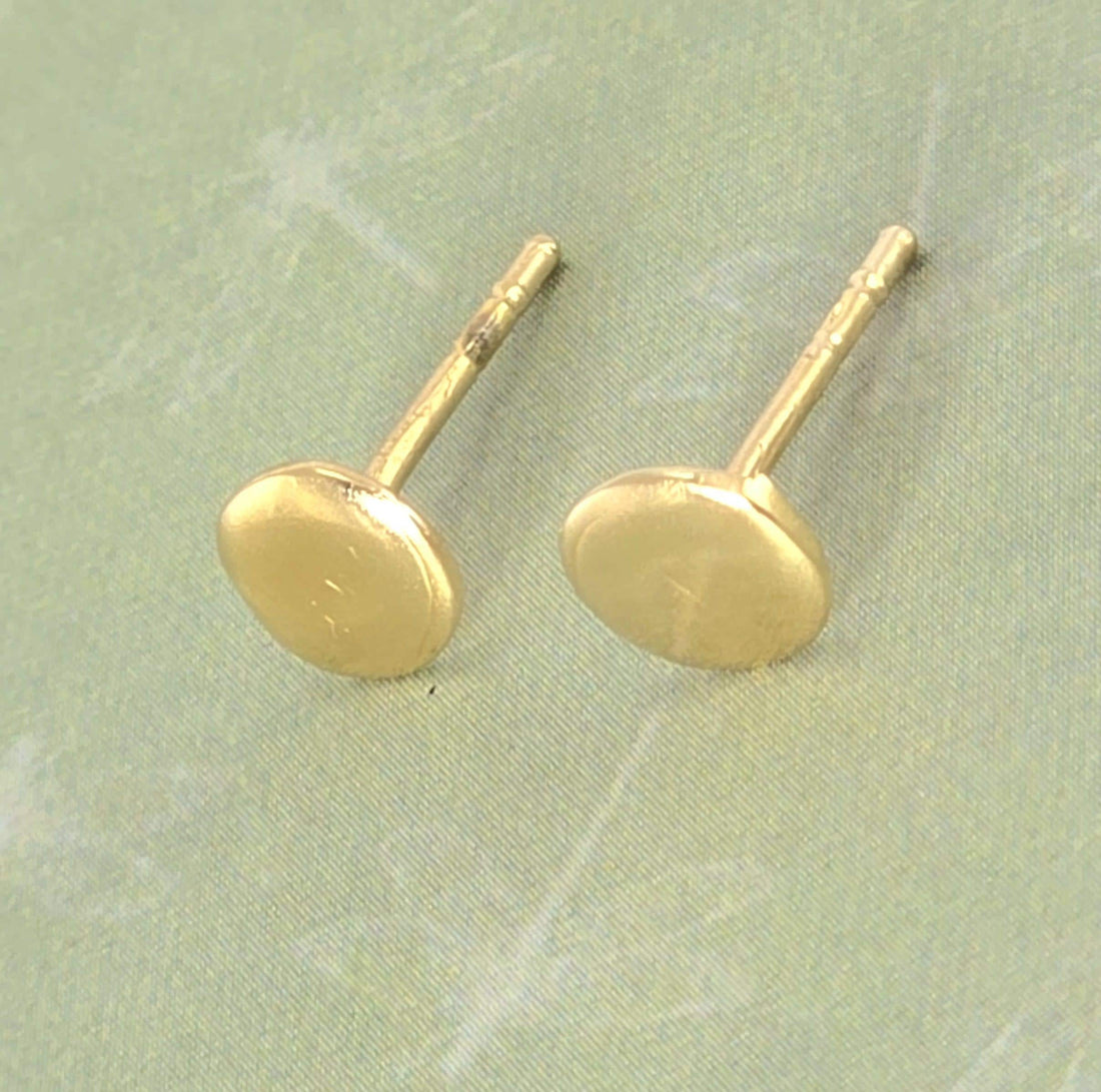 עגילי זהב 14 קראט עיגול, עגילי פוסט מינימליסטי