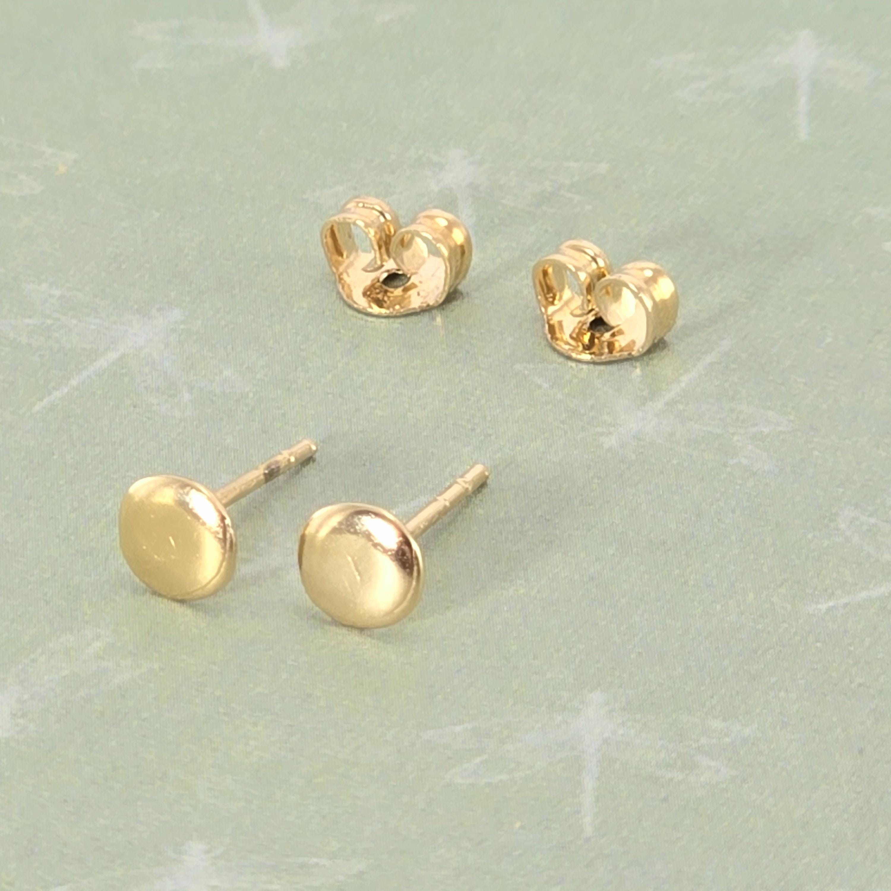 עגילי זהב 14 קראט עיגול, עגילי פוסט מינימליסטי