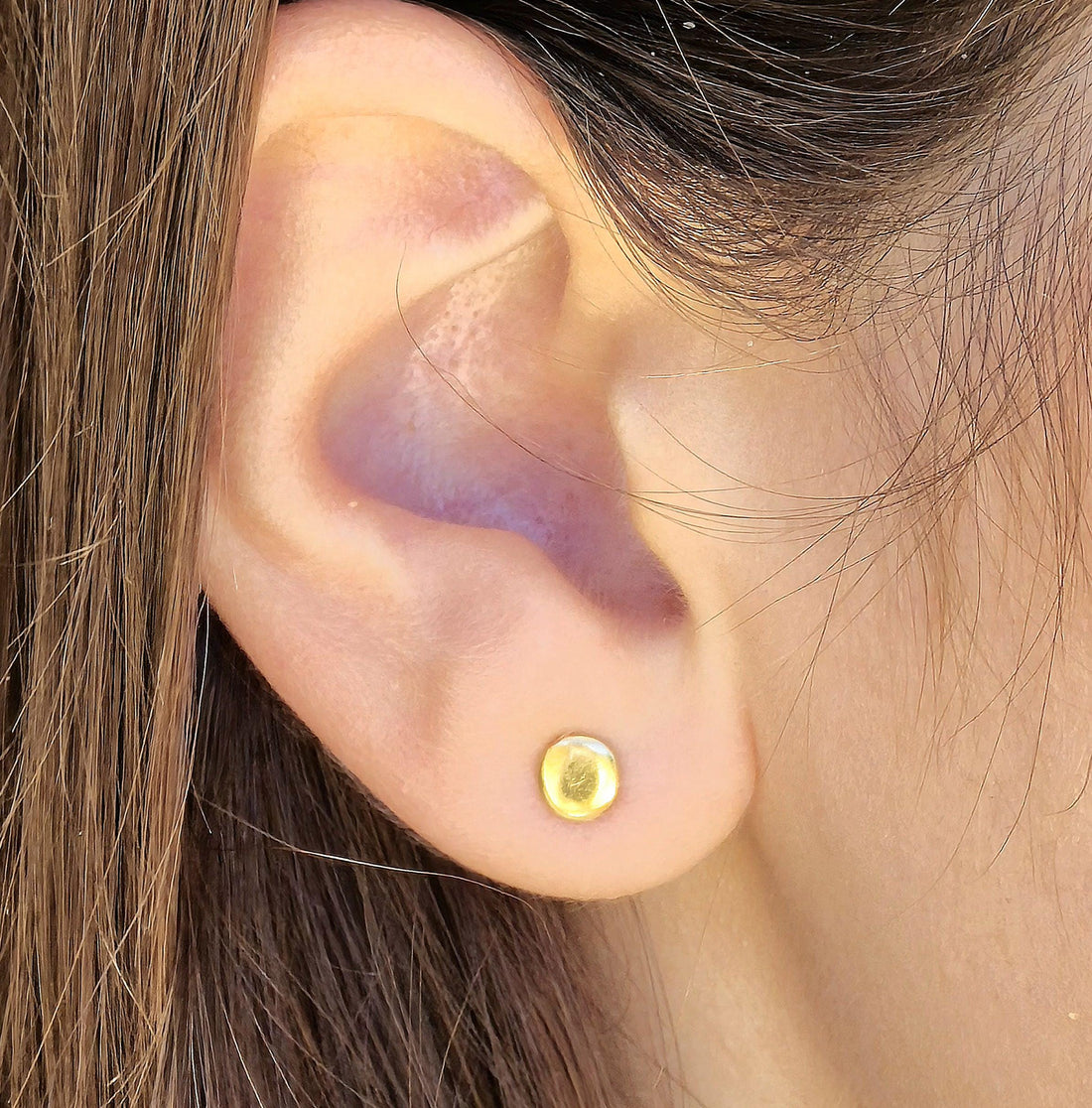 עגילי זהב 14 קראט עיגול, עגילי פוסט מינימליסטי