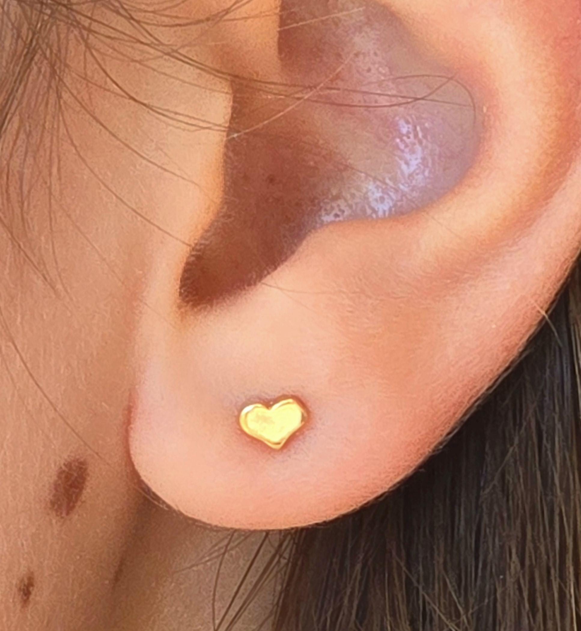 עגילי לבבות מזהב מלא 14 קראט