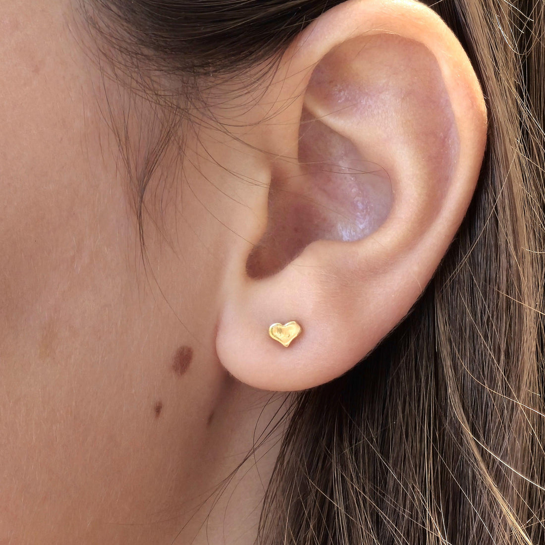 עגילי לבבות מזהב מלא 14 קראט