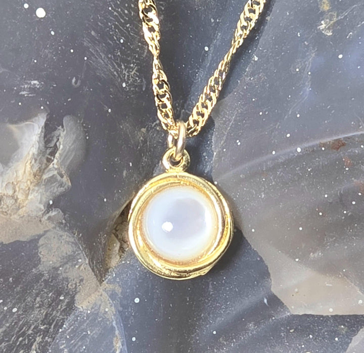 תליון שרשרת פנינה מזהב 14 קראט, שרשרת שושבינה מינימליסטית