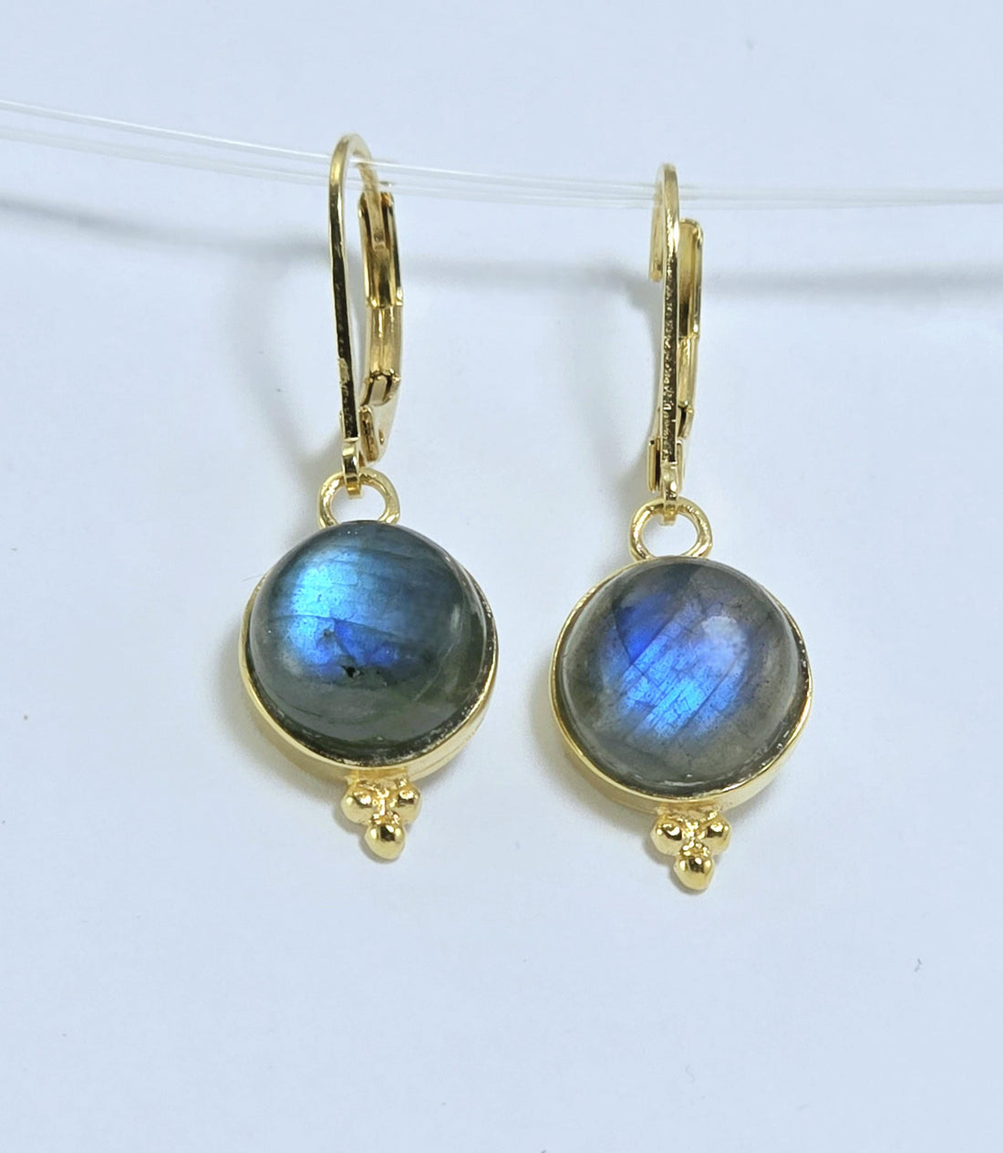 עגילי זהב עגולים משובצים ברבוריט