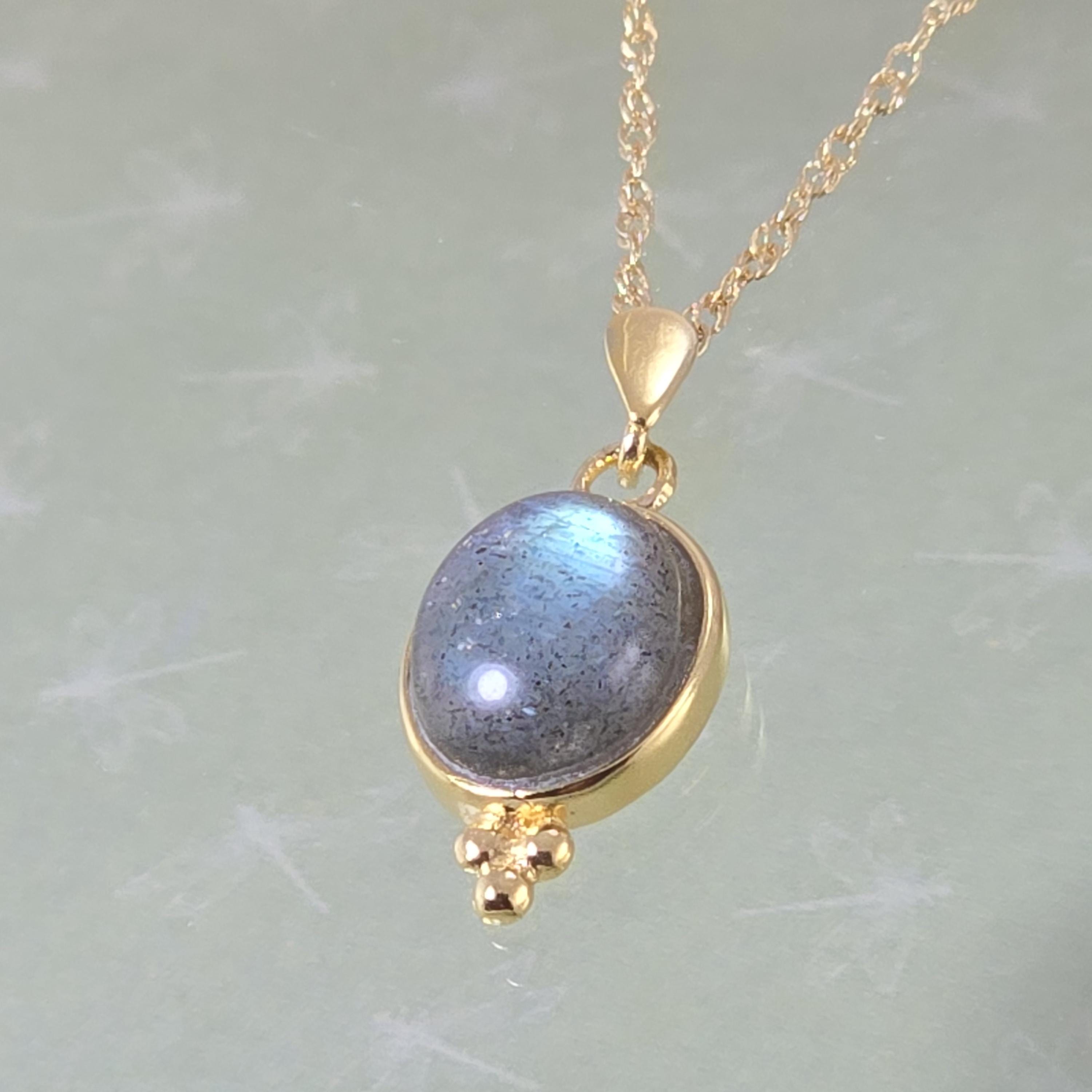 תליון שרשרת זהב לברדוריט, שרשרת אבן ריפוי