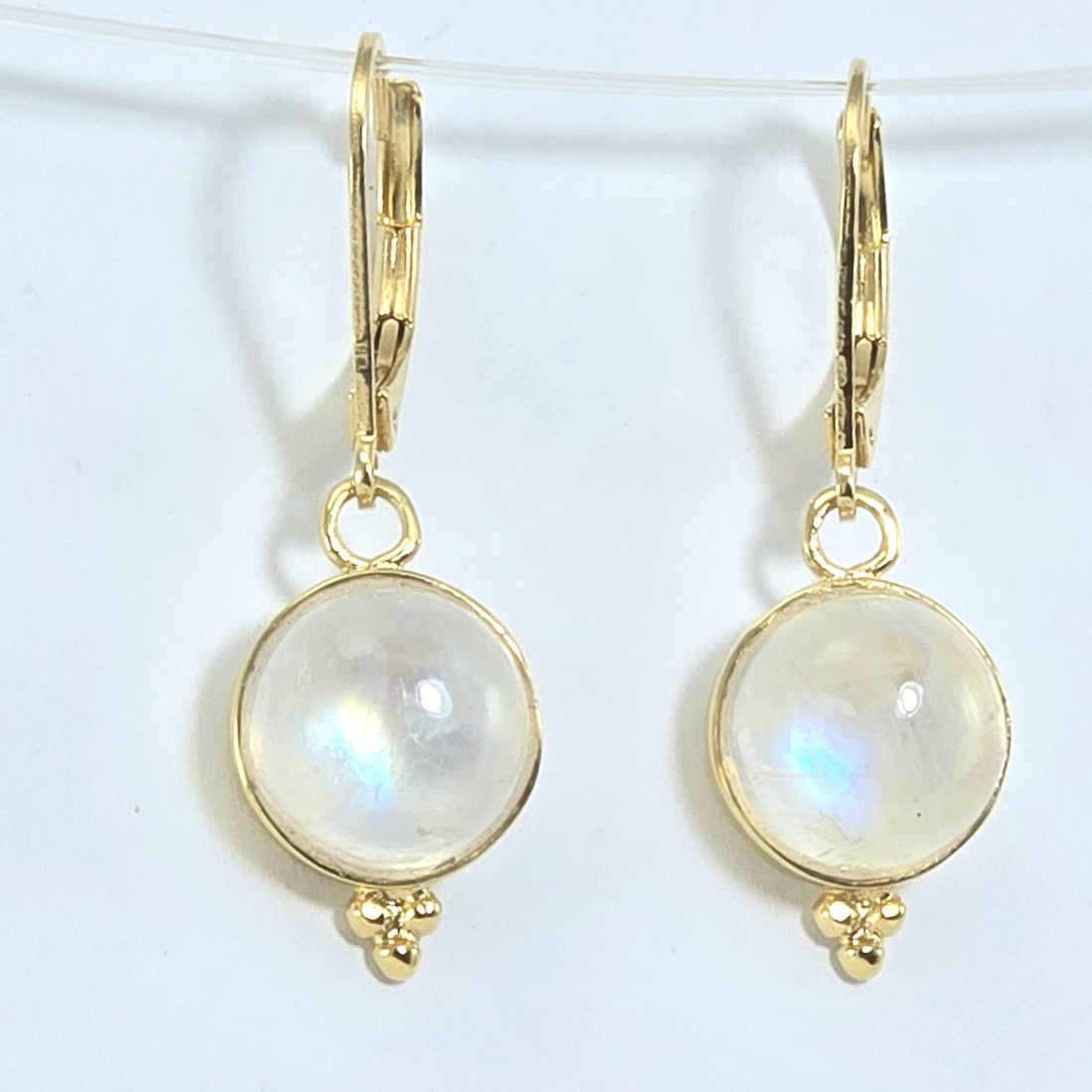 עגילי זהב 14 קראט משובצים באבן מונסטון