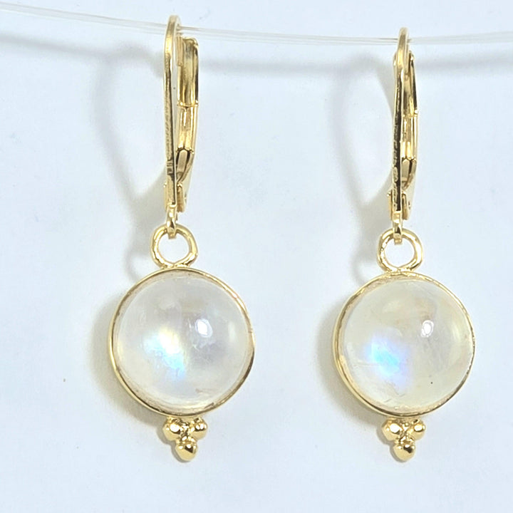 עגילי זהב 14 קראט משובצים באבן מונסטון