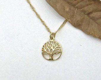 תליון שרשרת עץ החיים מזהב לנשים