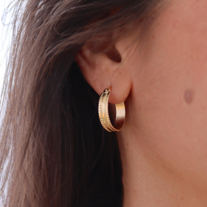 עגילי חישוק רחבים מזהב לנשים, עגילי חישוק בסגנון וינטג' יומיומי