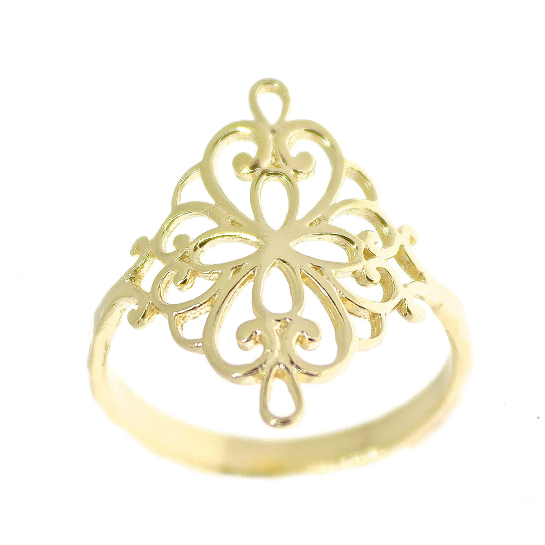 טבעת זהב מלא 14 קראט ויקטוריאנית לנשים, עשויה פיליגרן