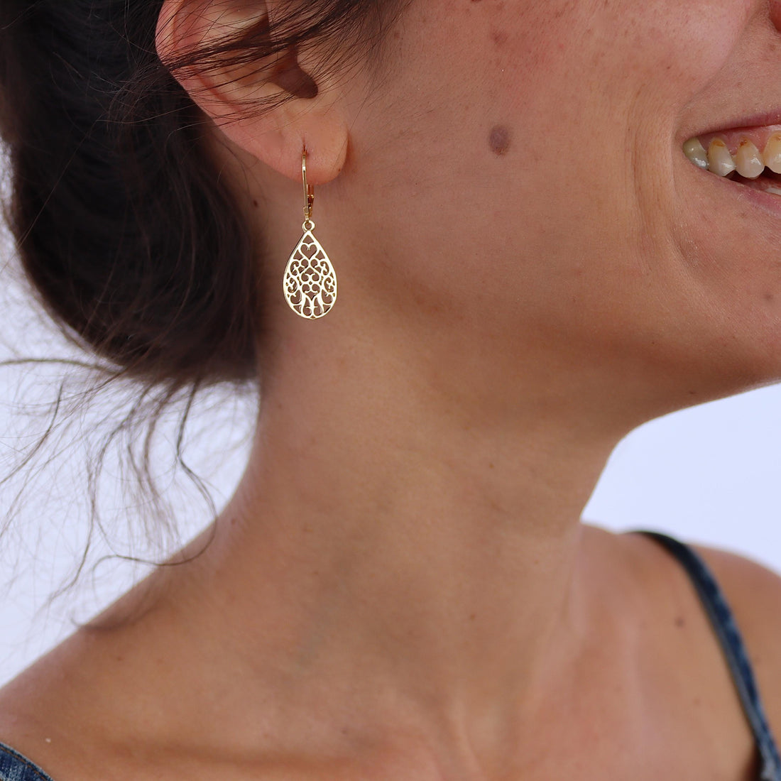 שרשרת תליון פיליגרן בסגנון ויקטוריאני מזהב 14 קראט משובצת דמעה