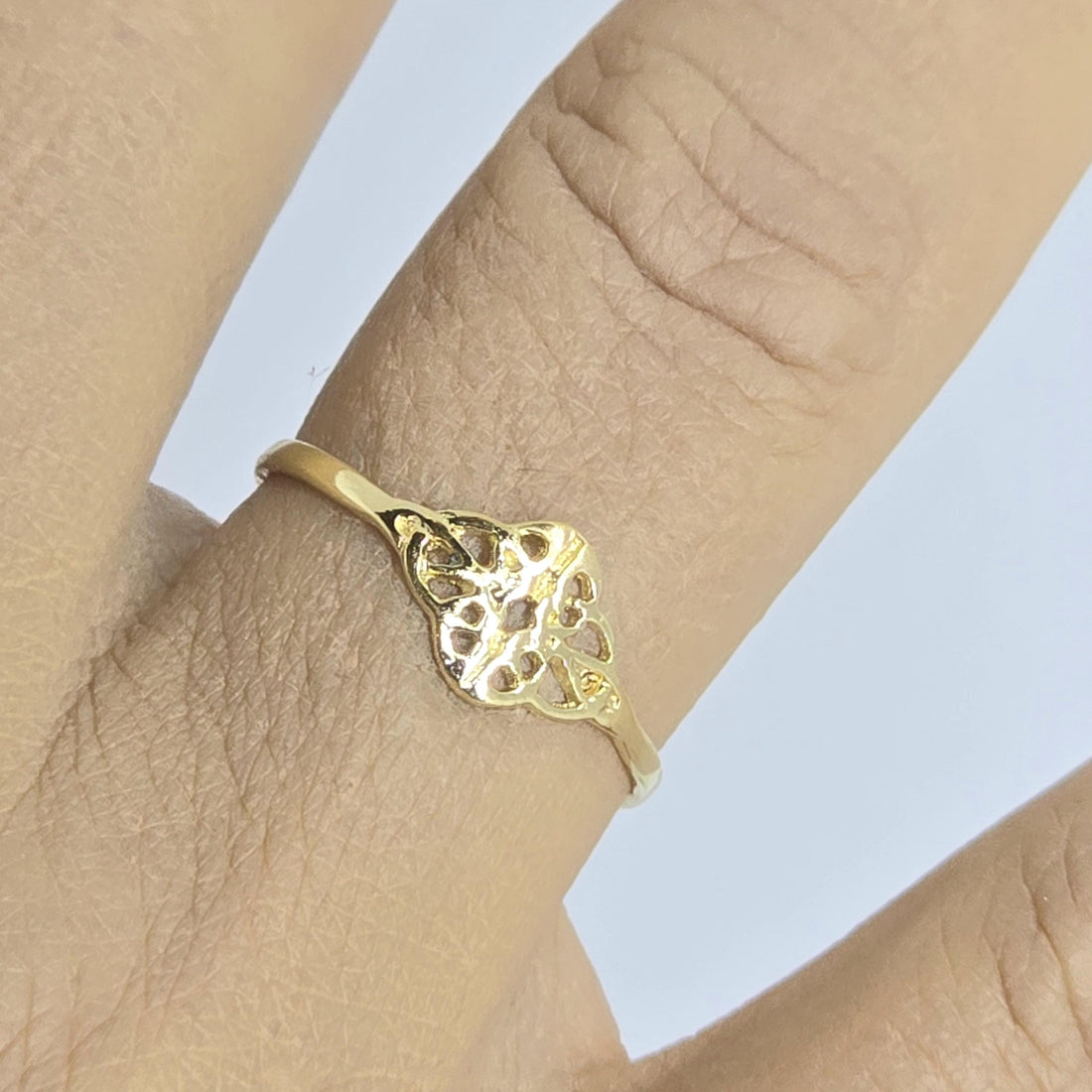 טבעת קשר מזהב מלא 14 קראט, טבעת זהב דקה