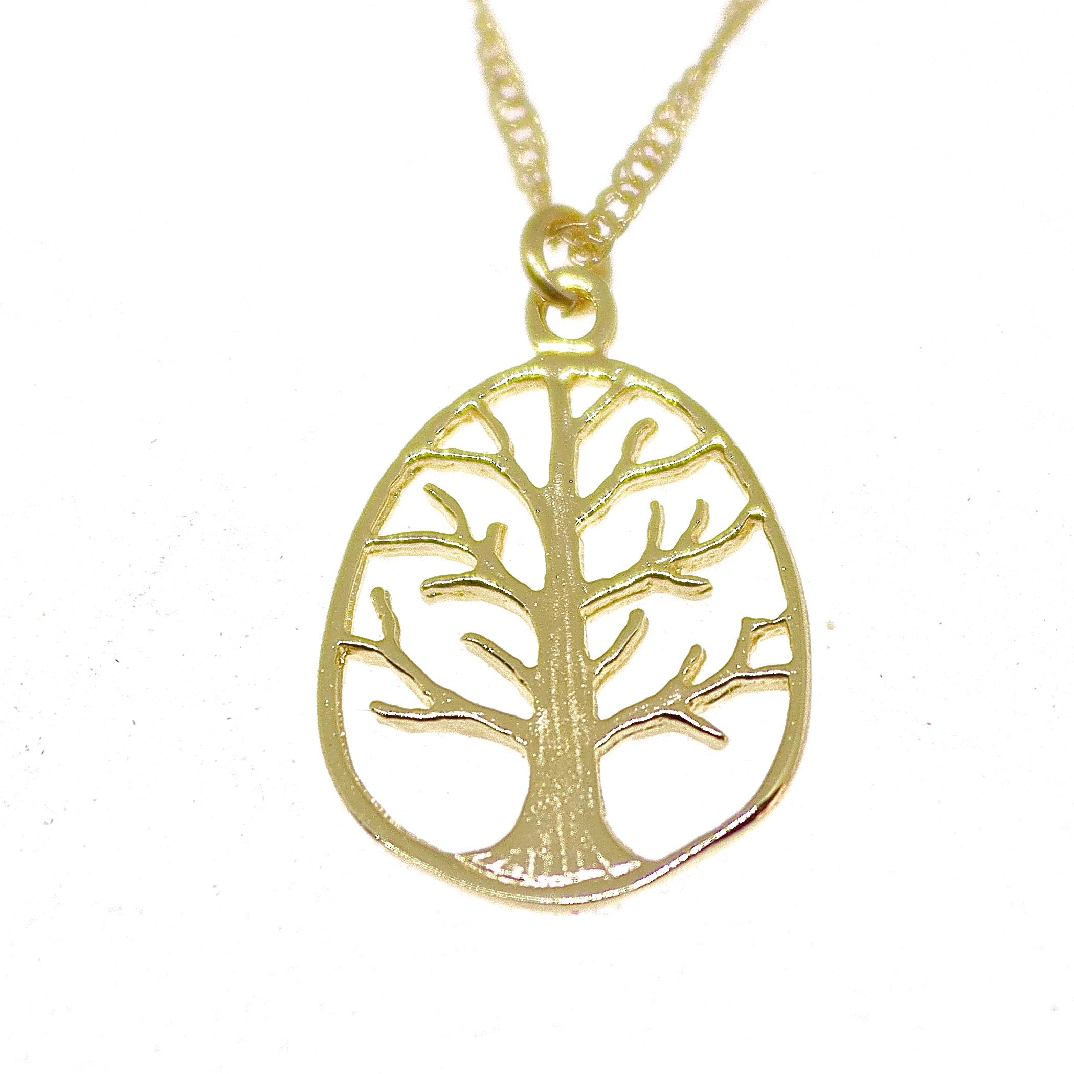 תליון שרשרת עץ החיים מזהב מלא 14 קראט, שרשרת עץ משפחה אובלית מזהב