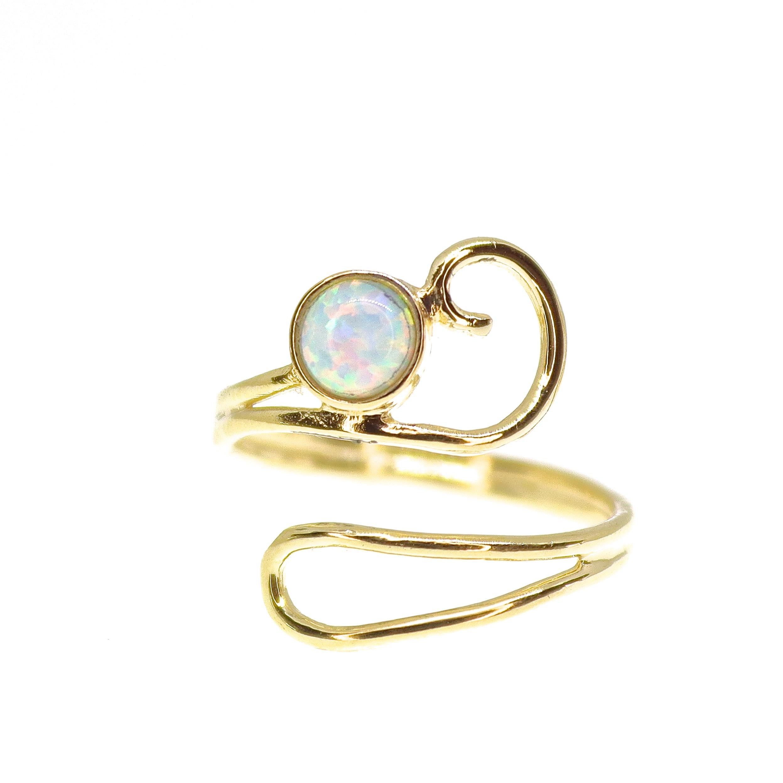 טבעת זהב 14 קראט משובצת ברדוריט מתכווננת