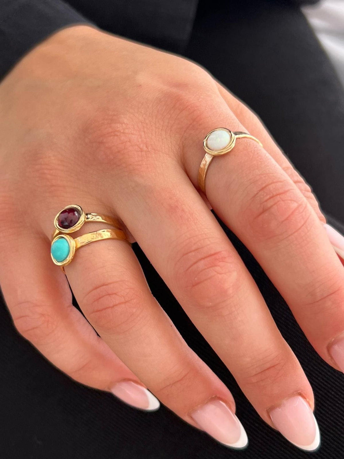 טבעת אקוומרין זהב אבן חן מרוקעת