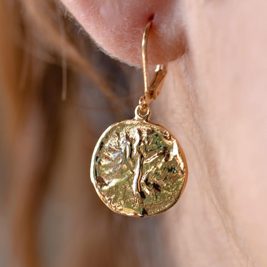 עגילי דיסק זהב תלויים, עגילי טקסטורה