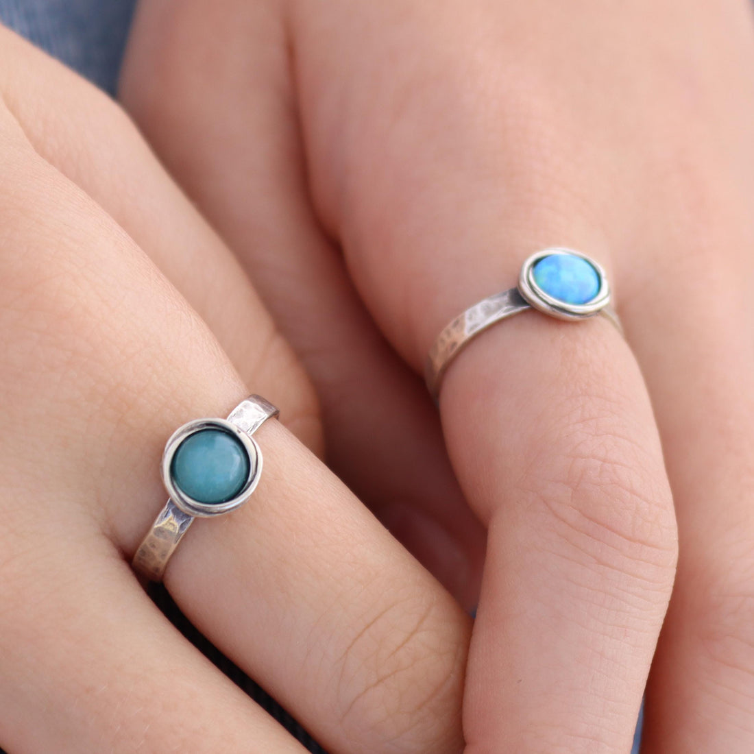 טבעת כסף סטרלינג אקוומרין - תכשיטים ייחודיים בעבודת יד