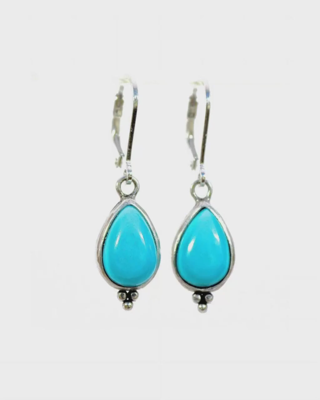 Teardrop Turquoise Solid 14k gold dangle earrings