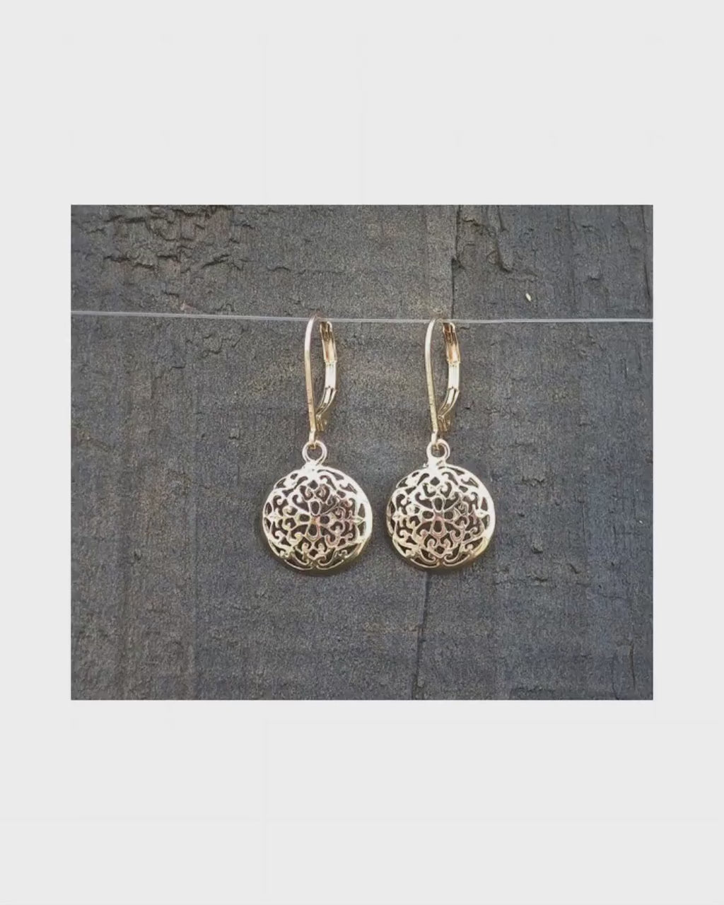 Solid 14k Gold Filigree Dangle Earrings for Women – Elegant Handmade Drop Earrings – Fine Gold Jewelry Gift for Her