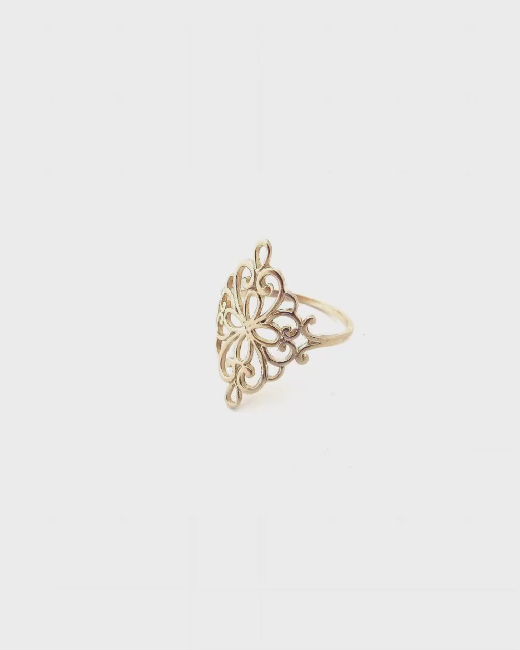 Filigree 14k Gold Ring Band: Victorian Style Solid Gold Jewelry