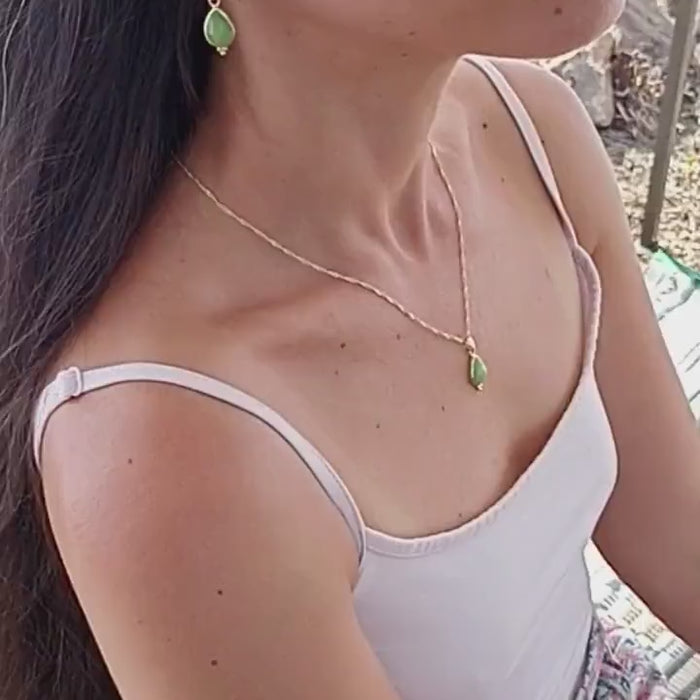 Rose quartz teardrop solid 14k gold dangle earrings