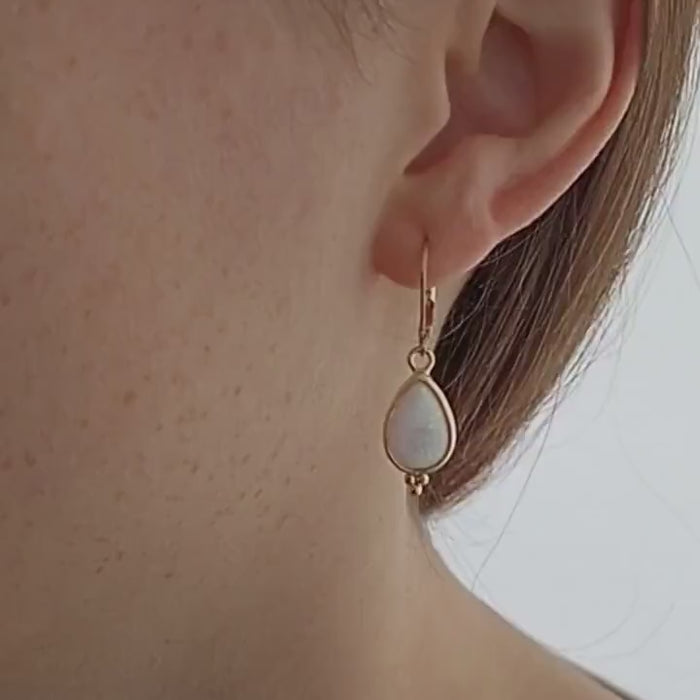 Gold Opal Teardrop Earrings: Vintage Dangle Earrings