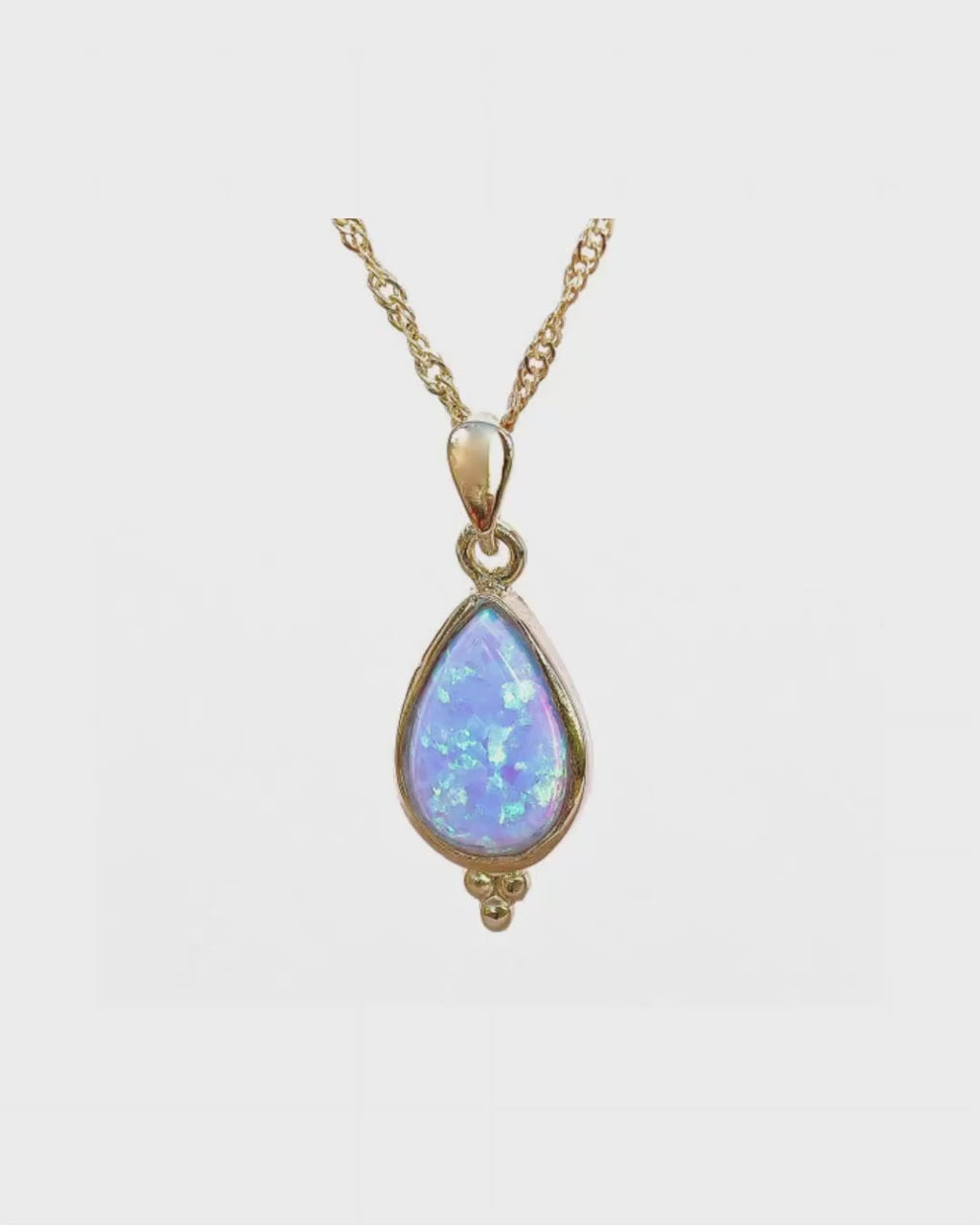 Blue Opal gold Necklace and Earrings jewelry set for woman