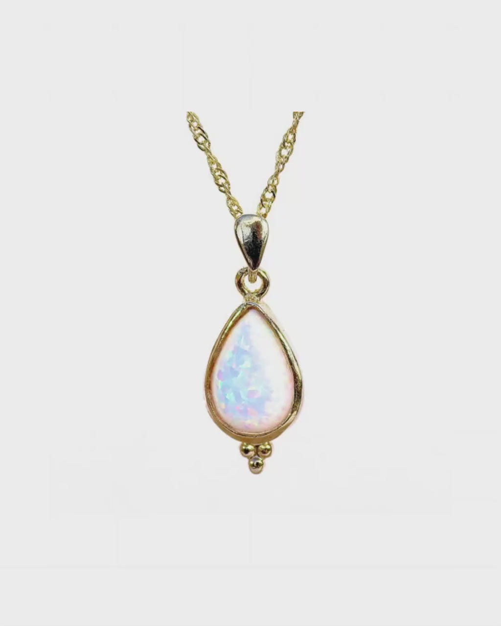 Opal drop Necklace, Gold Opal necklace, Elegant drop gold Pendant, White Opal necklace, Women necklace, Everyday pendant, Teardrop charm