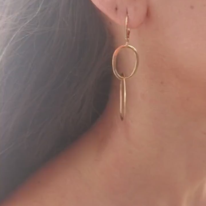 14k Gold Link Dangle Earrings – Elegant Drop Earrings for Women