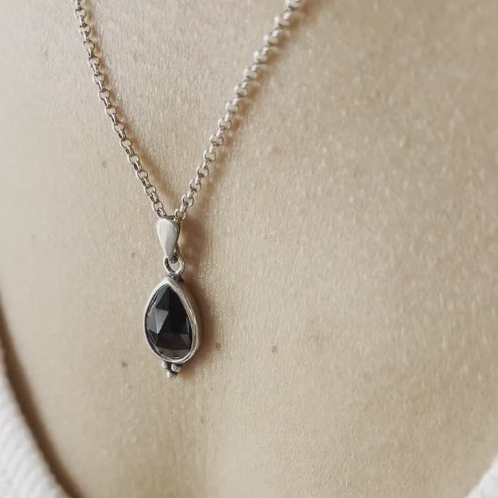 Onyx sterling silver 925 teardrop necklace pendant