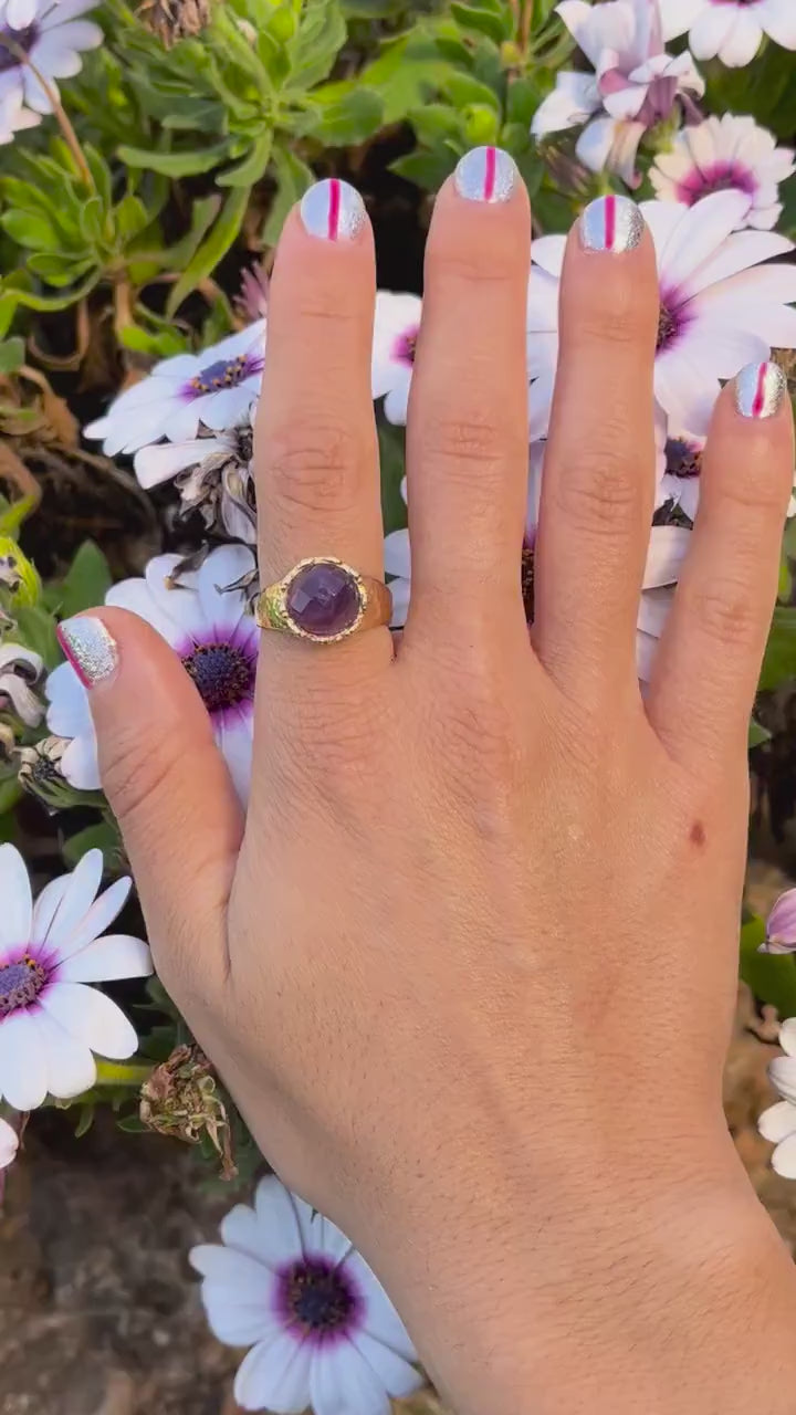 Aquamarine sterling silver 925 handmade hammered ring band