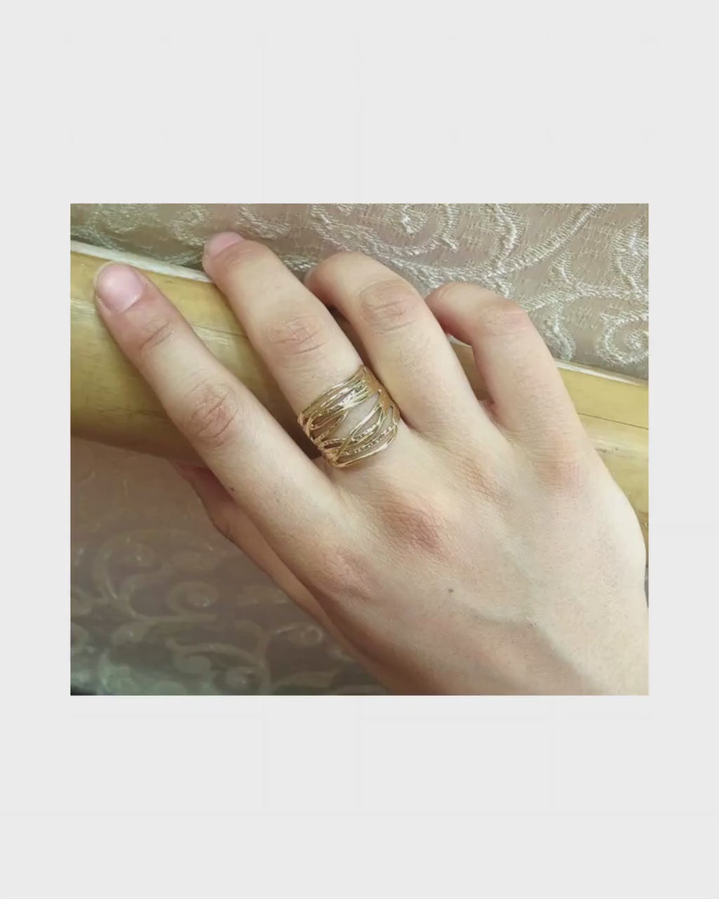 Gold Ring, Multi Band Ring, Chunky wide Ring