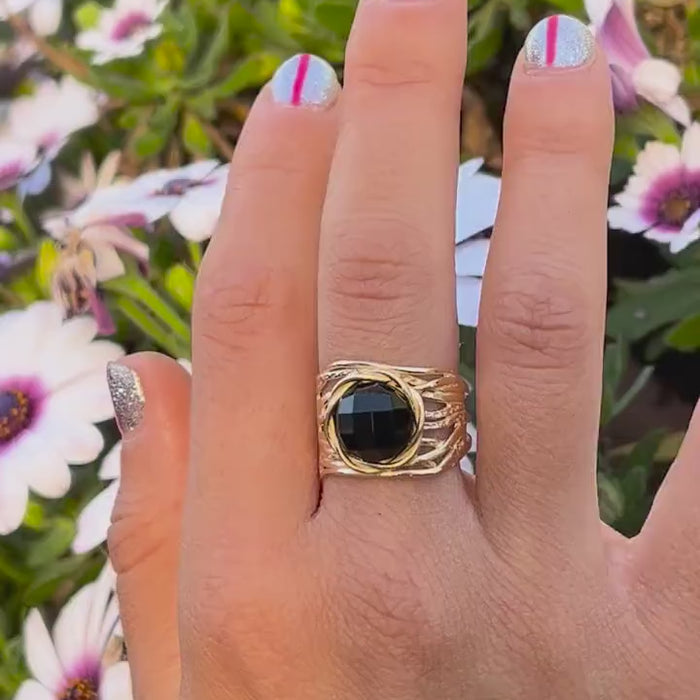 Aventurine ring, Green stone wide sterling silver 925 chunky ring