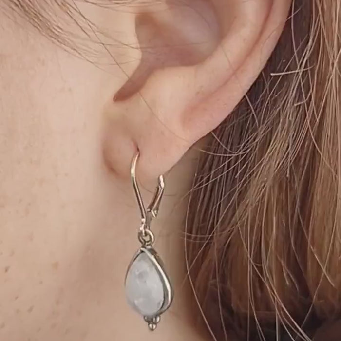 Moonstone teardrop sterling Silver dangle earring for woman