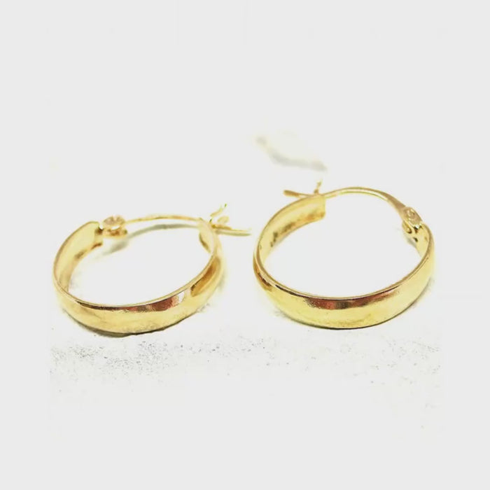 Simple medium 14K Solid gold hoop earrings for women, Wide dome gold hoop earrings