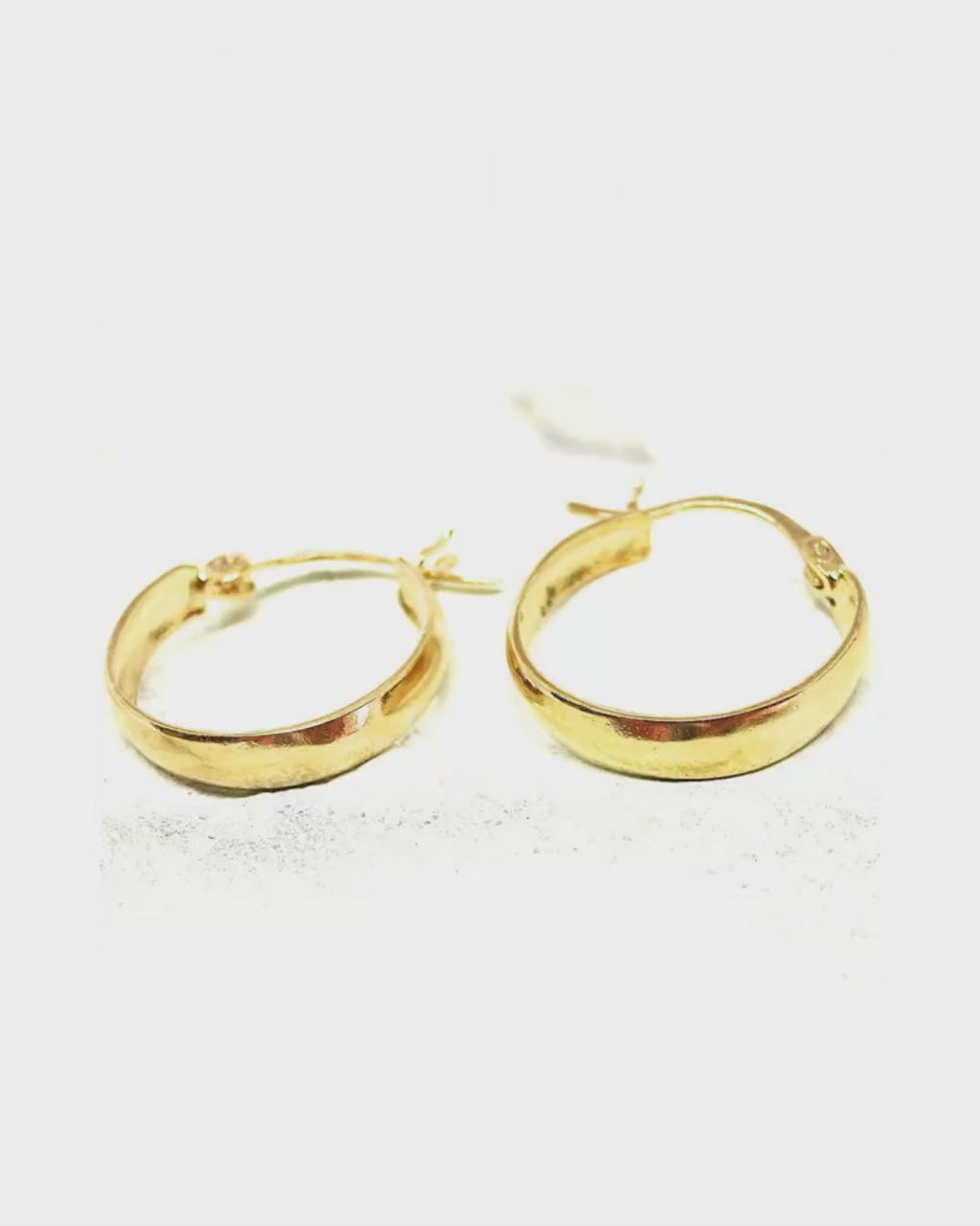 Simple medium 14K Solid gold hoop earrings for women, Wide dome gold hoop earrings