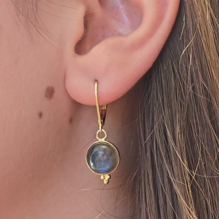 Solid 14k Gold Moonstone dangle Earrings