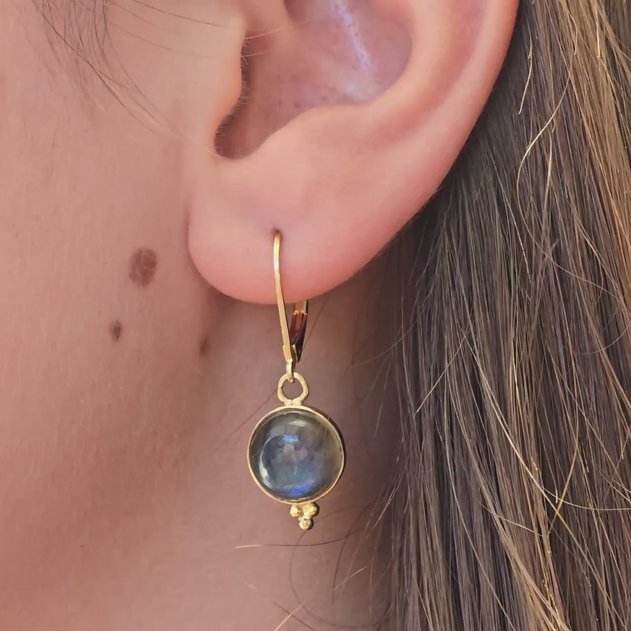 Solid 14k Gold Moonstone dangle Earrings