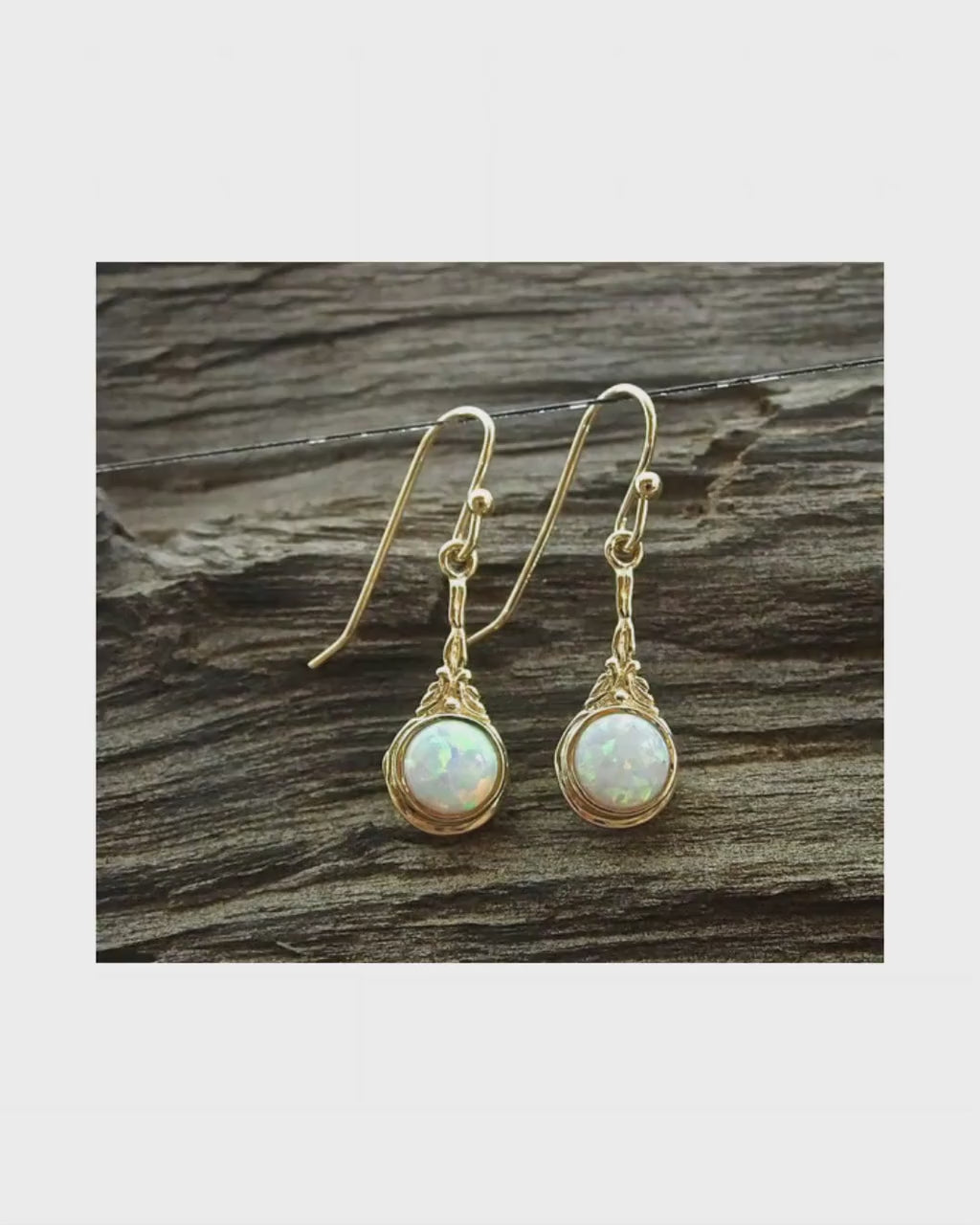 Opal gold dangle Earrings for women, Victorian gold earrings