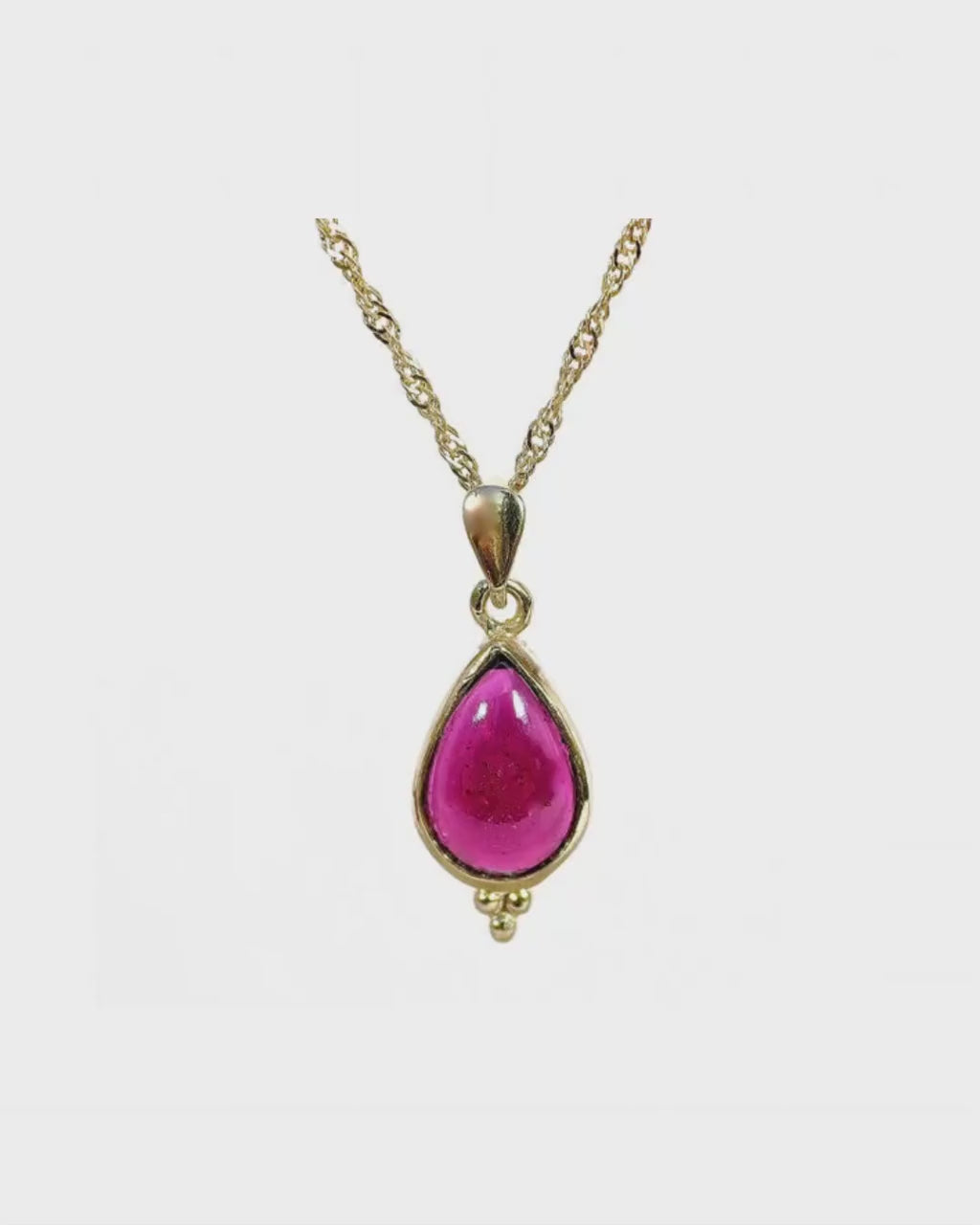 14k solid Gold Garnet Drop Necklace: January Birthstone Pendant